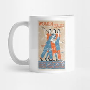 Distressed - Women Work For Victory WWII Poster Mug